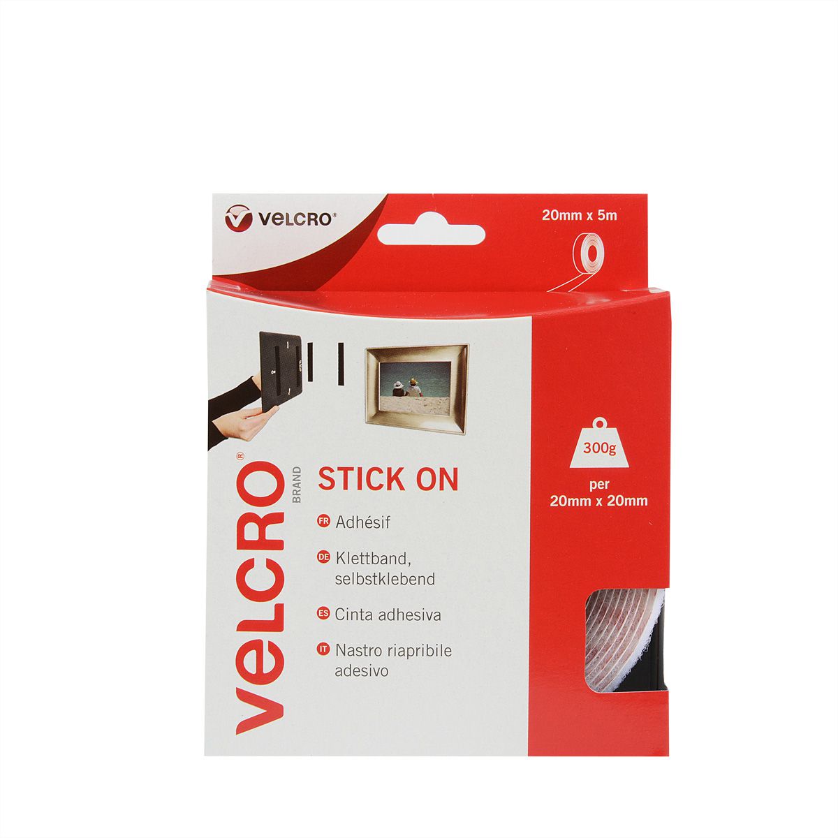 VELCRO® zelfklevend klittenband 20 mm x 5 m wit
