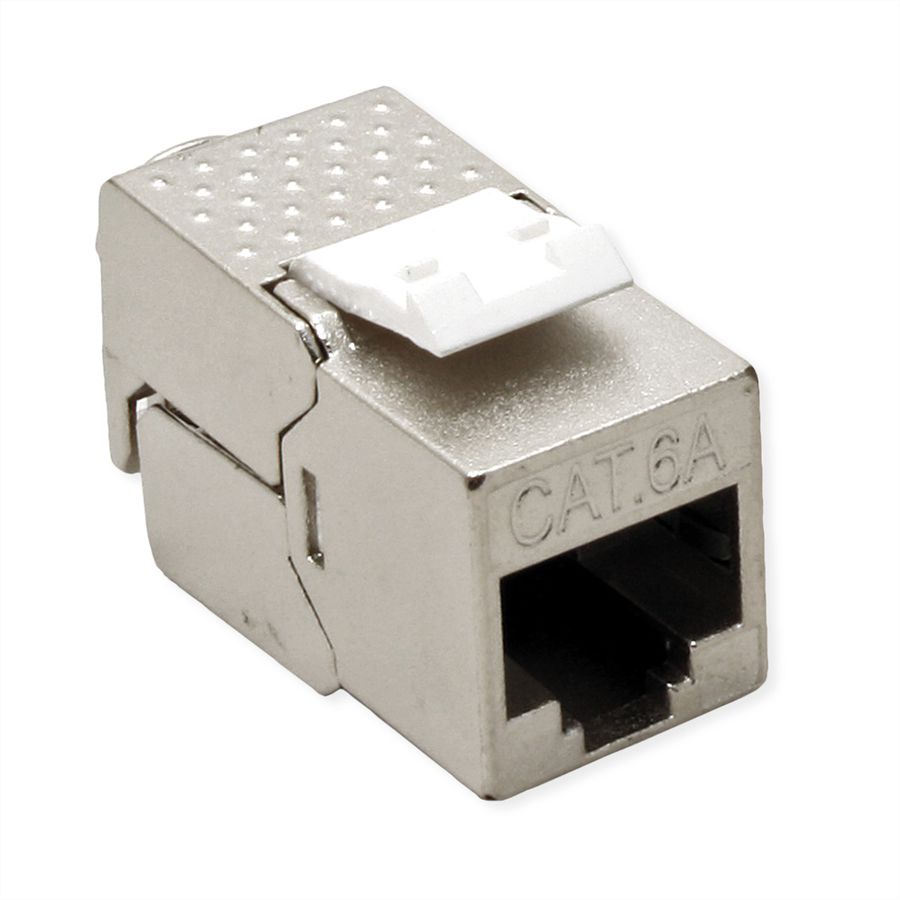 ROLINE Keystone Holder, with Cat.6A Keystone, shielded, DIN-Rail, 45°