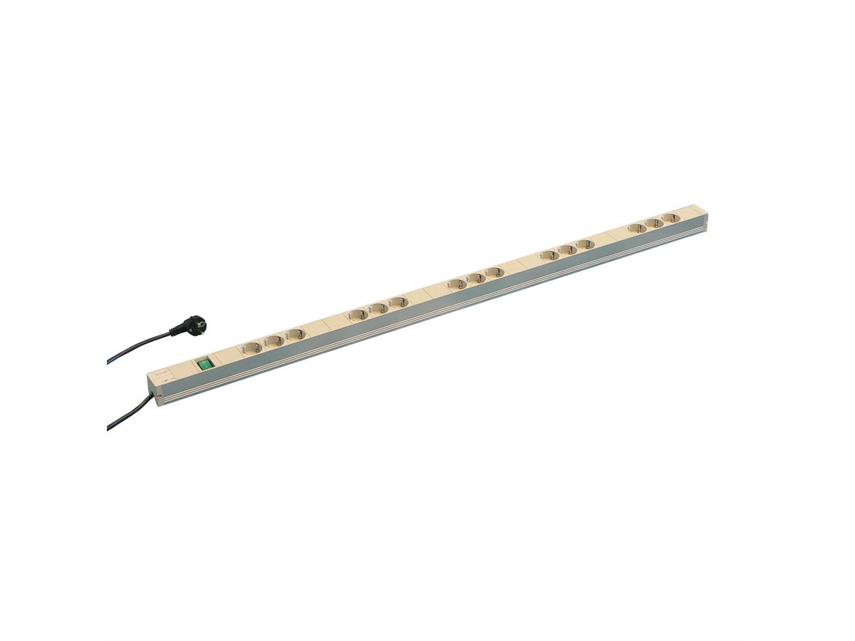 SCHROFF Socket Strip, SCHUKO, 15 Sockets, With Switch