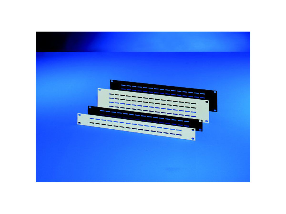 SCHROFF 19" frontpaneel, geventileerd, 1 HE, 2,5 mm, Al, RAL 7021