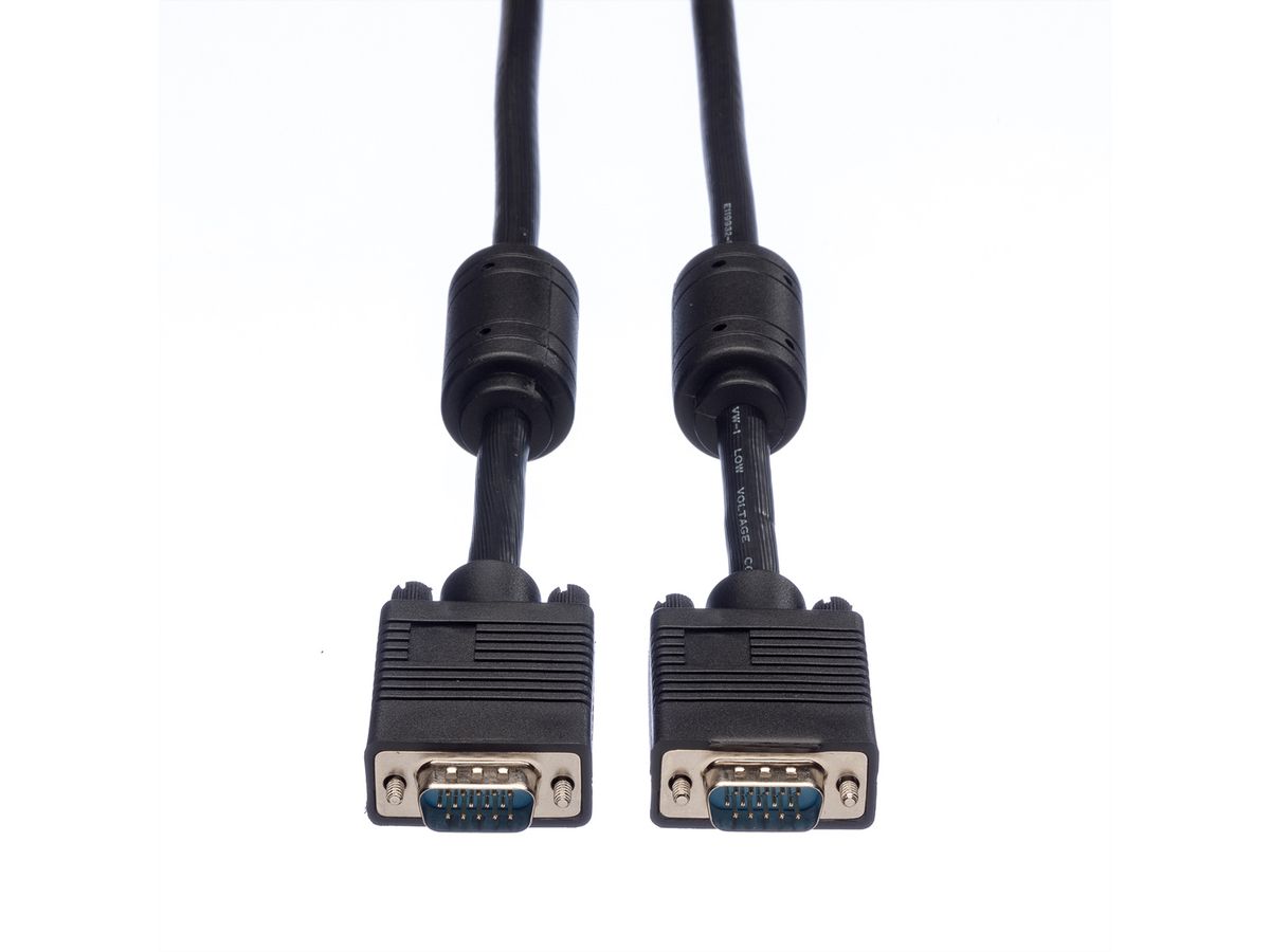 ROLINE HQ VGA Cable + Ferrite + DDC, HD15, M/M, 15 m