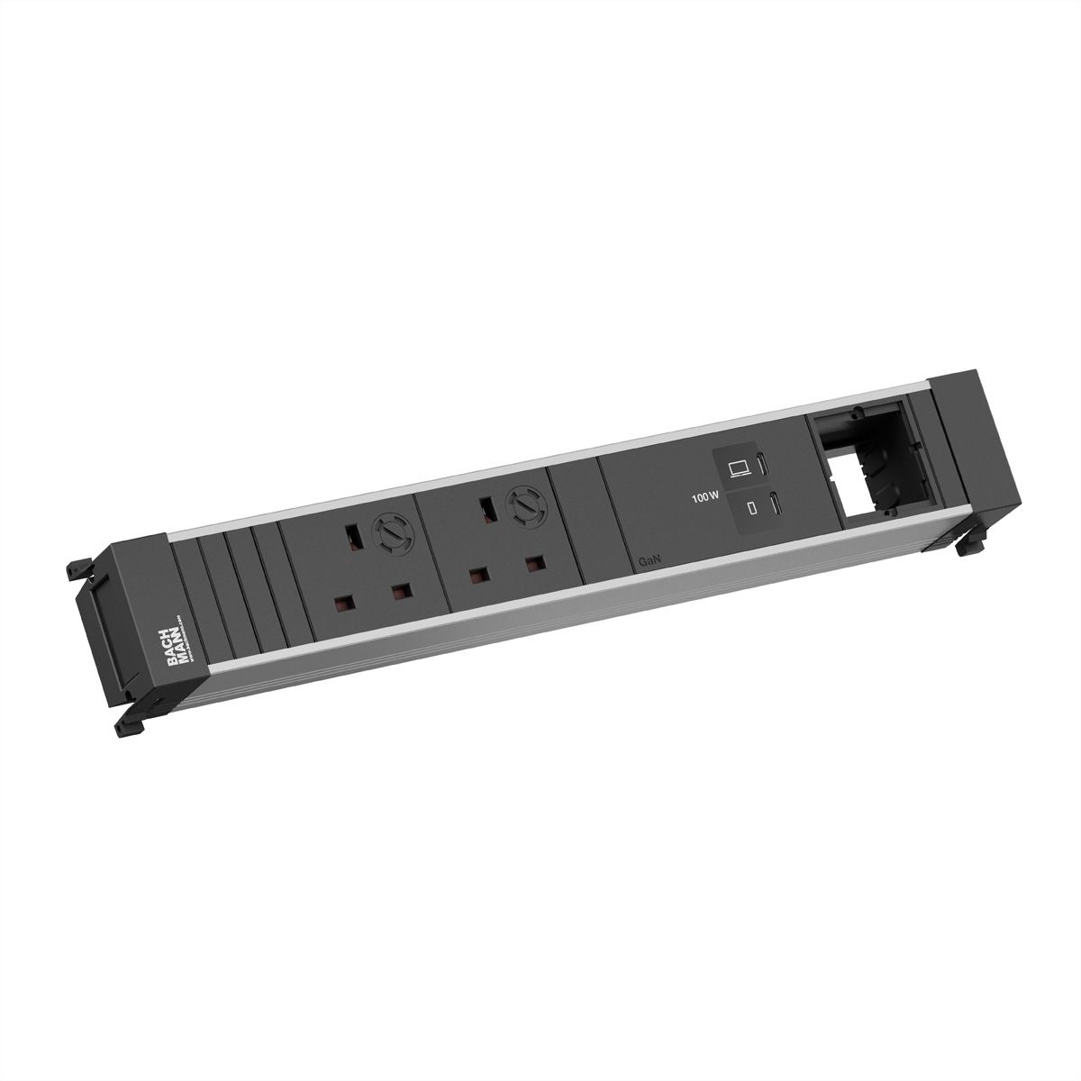 BACHMANN POWER FRAME 2xUK 45° 3.15A, 1xUSB C/C 100W 1xCM L=0.2m