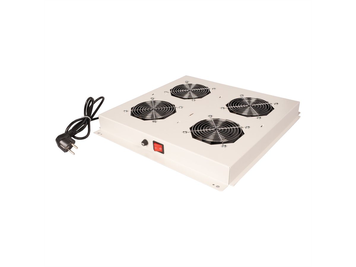 ROLINE 19-inch dakventilatorunit met 4 ventilatoren, AAN/UIT grijs