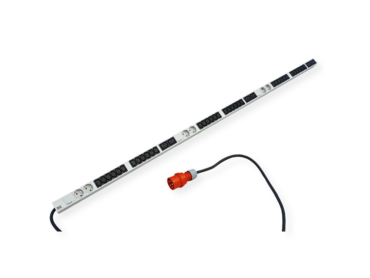 BACHMANN IT PDU ALU 1HE 36x C13 6x geaard contact 6x C19LS CEE 3x 32A rood