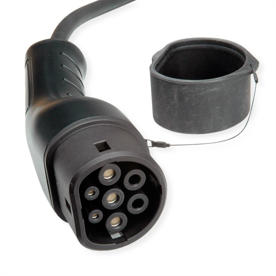ROLINE EV Charging Cable Assembly Type2, 1-Phase, 250VAC (1P+N+E), 32 A, 7.4 kW, spiral (max. 1.8m)