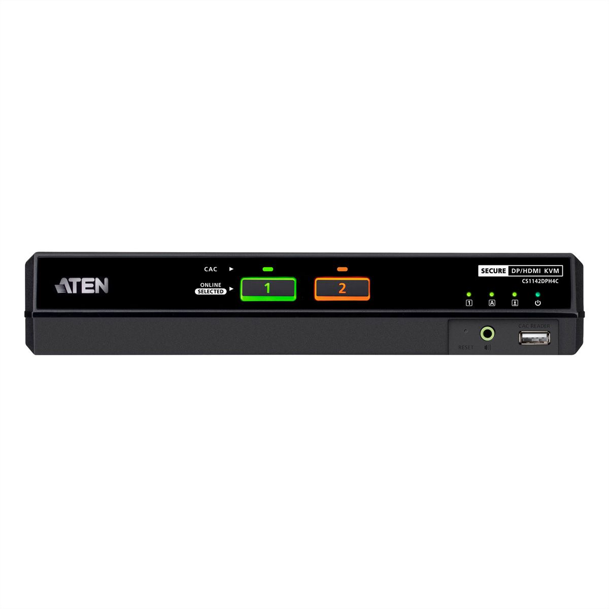 ATEN CS1142DPH4C 2-poorts USB 5K DP/HDMI , Universele Secure KVM-switch met twee schermen en kaartlezer