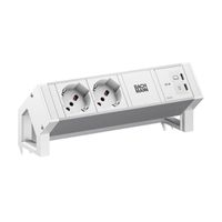 BACHMANN DESK2 ALU WHITE 2xP40, 1x USB-C 65W, L=0.2m, RAL9010