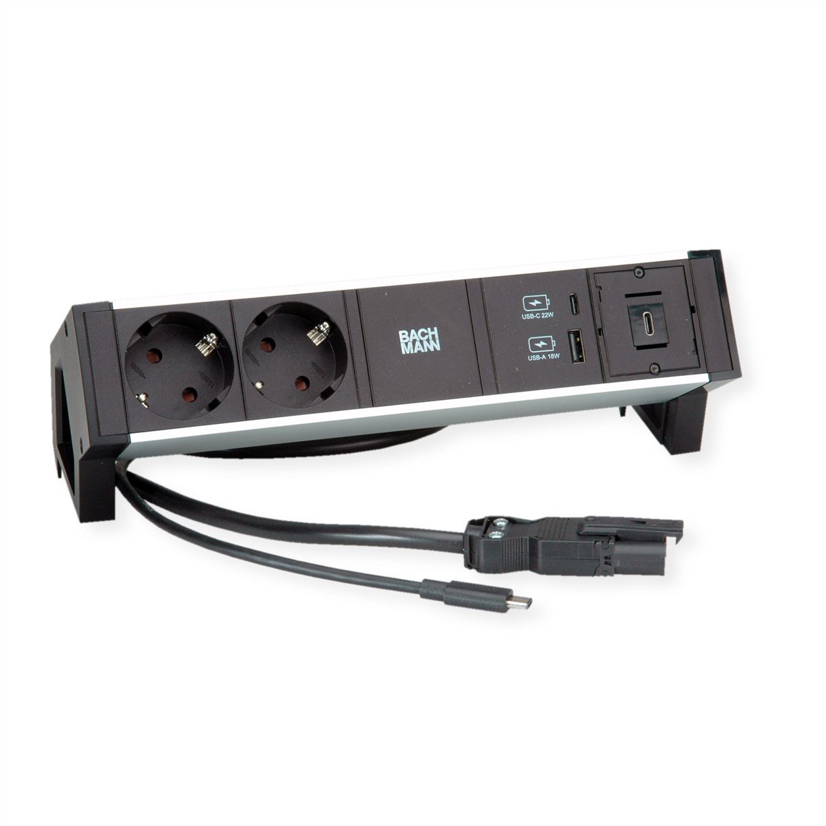 BACHMANN DESK2 2x Schutzkontakt, 1x USB-C, USB Charger A&C 22W, GST18