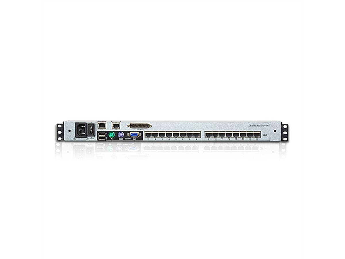 ATEN KL1516AiN KVM Over-IP Switch, 48cm TFT, VGA, PS/2-USB via Cat 5, 16-poorts, DE-Layout
