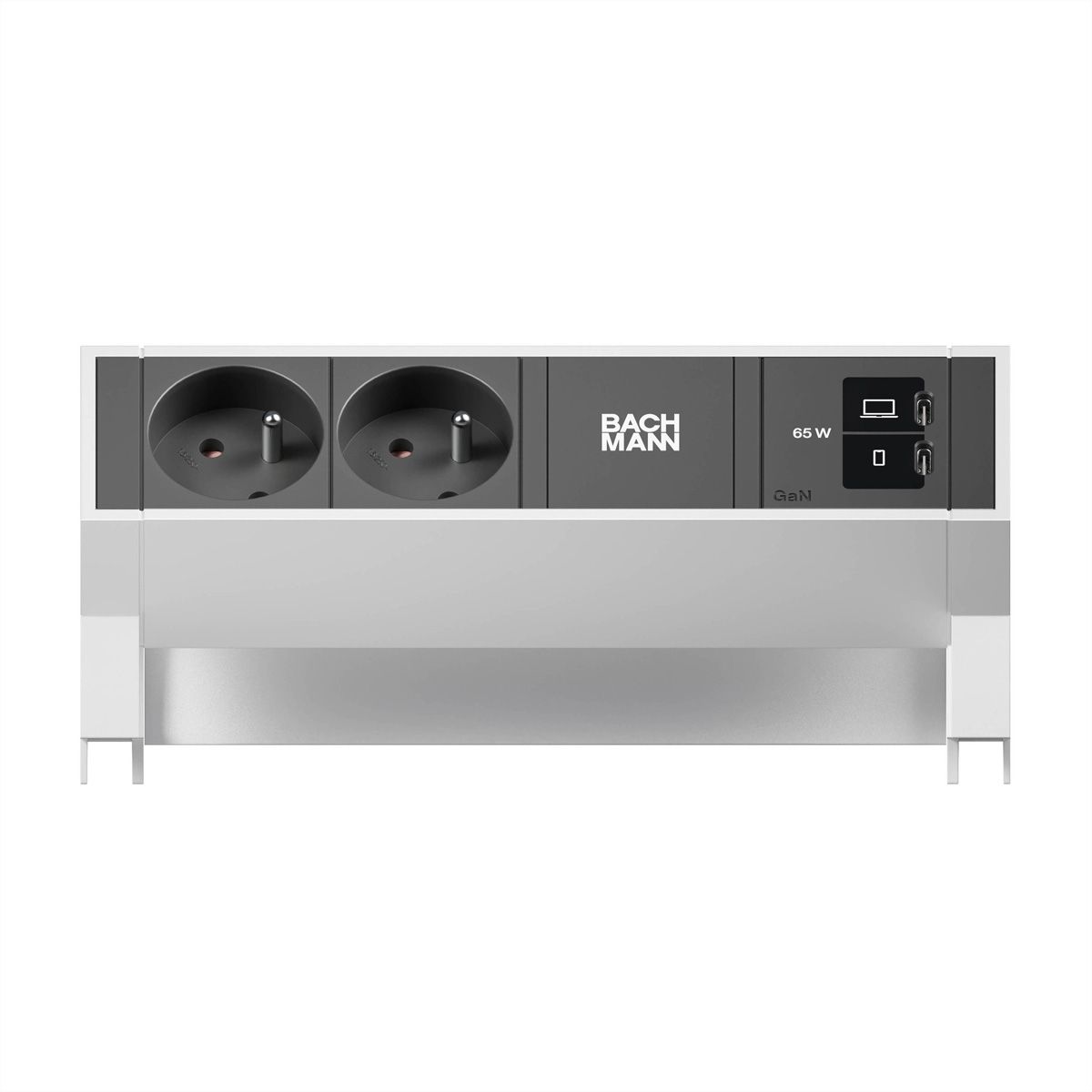 BACHMANN DESK2 2xUTE 1xUSB C/C 65W, L=0,2m INOX