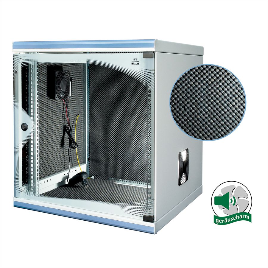 optiRACK "silent" passiv 12HE, 612x555x600mm, schallgedämmt, Untertisch-Schrank