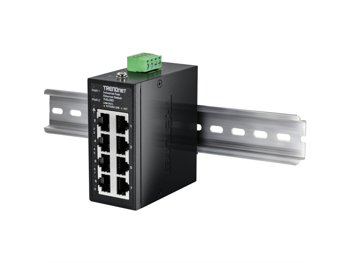 TRENDnet TI-ELC80 8-poorts Ethernet Mini Switch Industriële DIN-rail