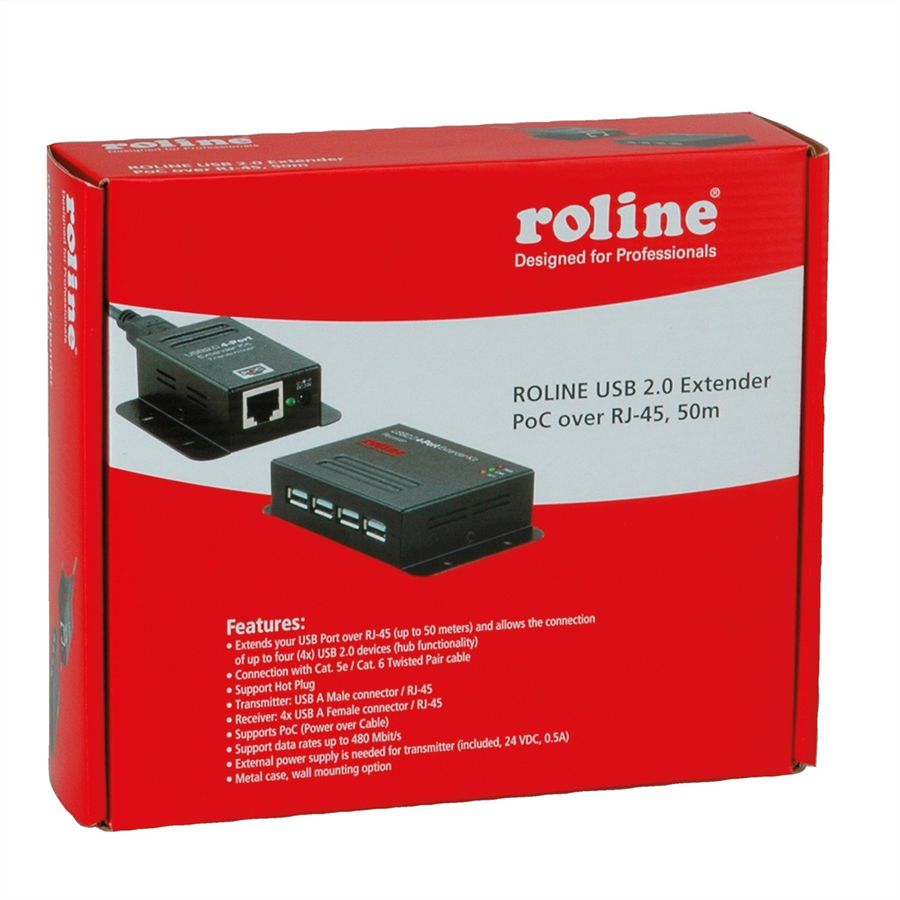 ROLINE USB 2.0 verlenging via RJ45, 4x USB, max. 50m