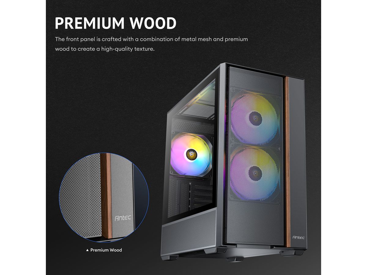 ANTEC FLUX Rear ATX/Micro-ATX/ITX Midi Tower PC Case, black