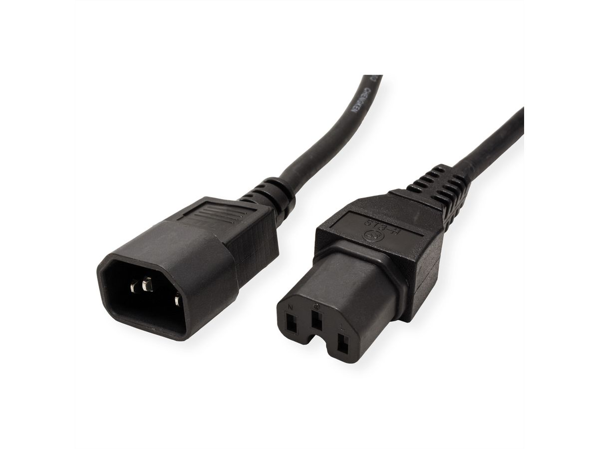 VALUE Power Cable IEC320/C14 Male - C15 Female, black, 1.8 m