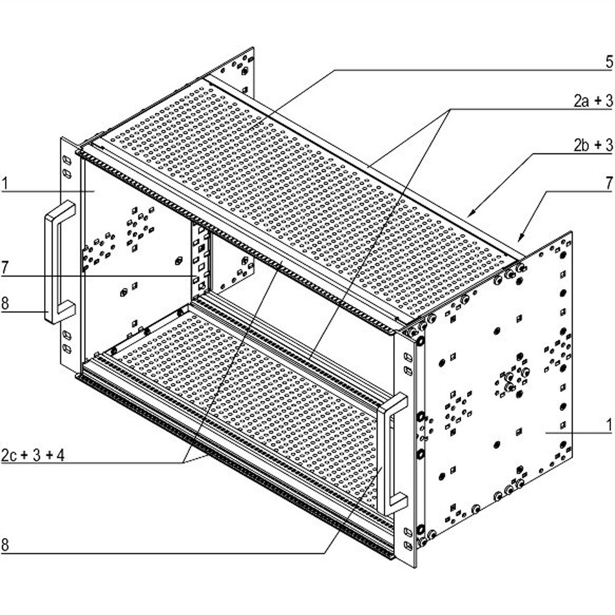 SCHROFF EuropacPRO 19" moduledrager voor rail, afgeschermd, EN 50155, CompactPCI, 6 HE, 84 PK, 235 mm