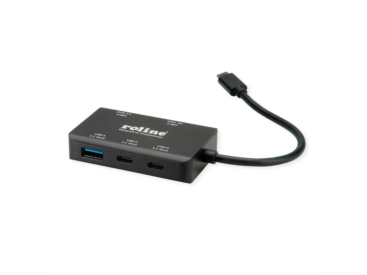 ROLINE USB 3.2 Gen 2 Hub, 4-voudig (2x USB-A + 2x USB-C), PD, type C-aansluitkabel