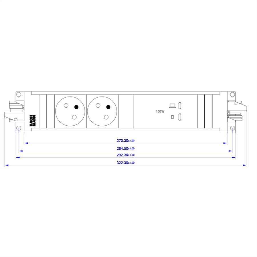 BACHMANN STEP ALU 2xUTE, 1xUSB C/C 100W