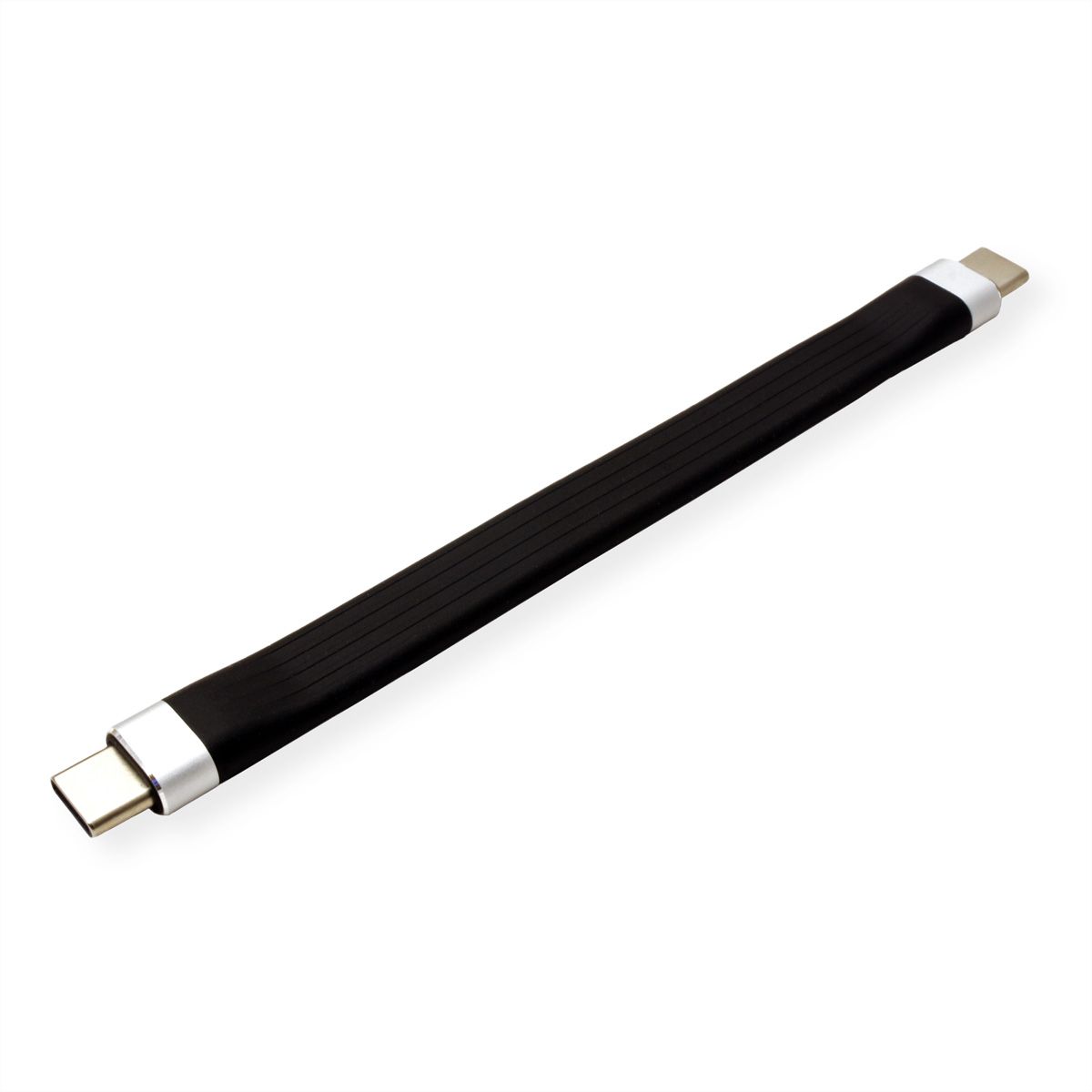 ROLINE USB 3.2 Gen 2 siliconenkabel, met PD, Emark, C-C, M/M, 8K UHD, 10Gbit/s, 60W, zwart, 11 cm