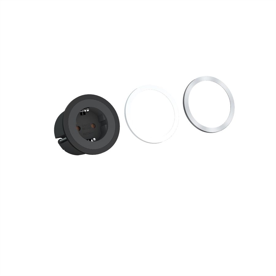 BACHMANN PIX 1x earthing contact, with earthing contact and decorative rings in white, black and stainless steel look, 2 m
