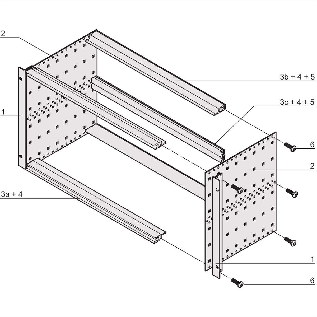 SCHROFF EuropacPRO 19" Subrack Kit for Backplane, Slide Rail, 6 U, 295 mm