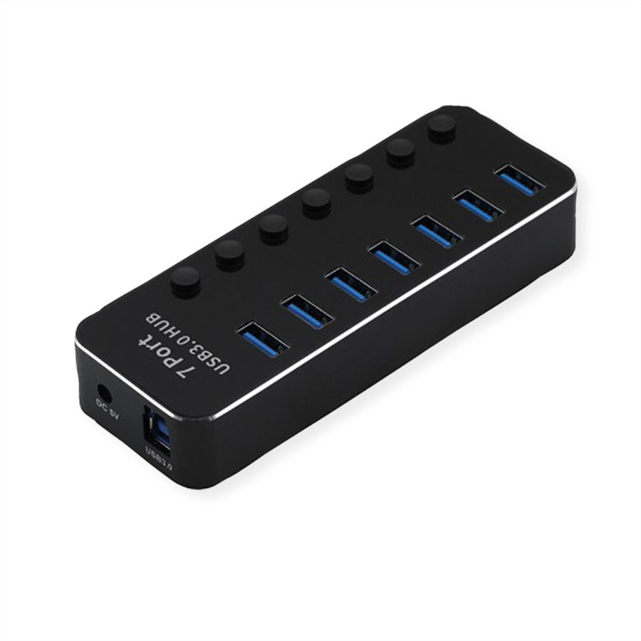 ROLINE USB 3.2 Gen 1 notebook hub, 7 poorten, individueel schakelbaar