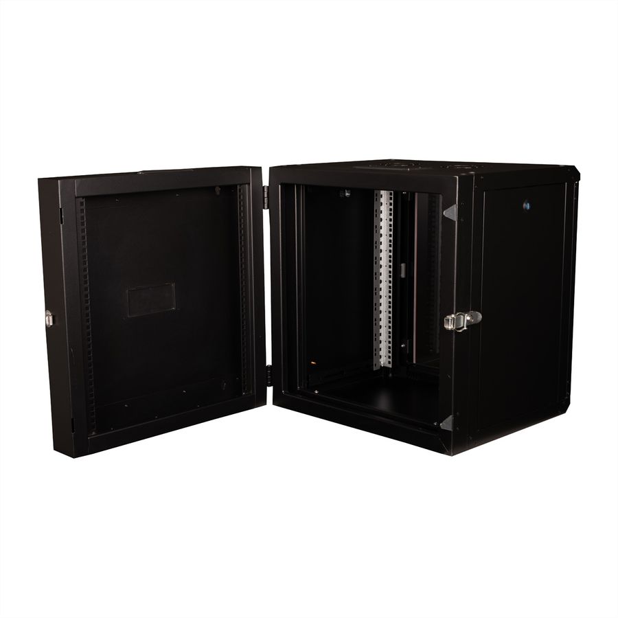 ROLINE 19-inch wall-mounted housing Pro 12 U, 600x600 WxD two-piece swivelling black