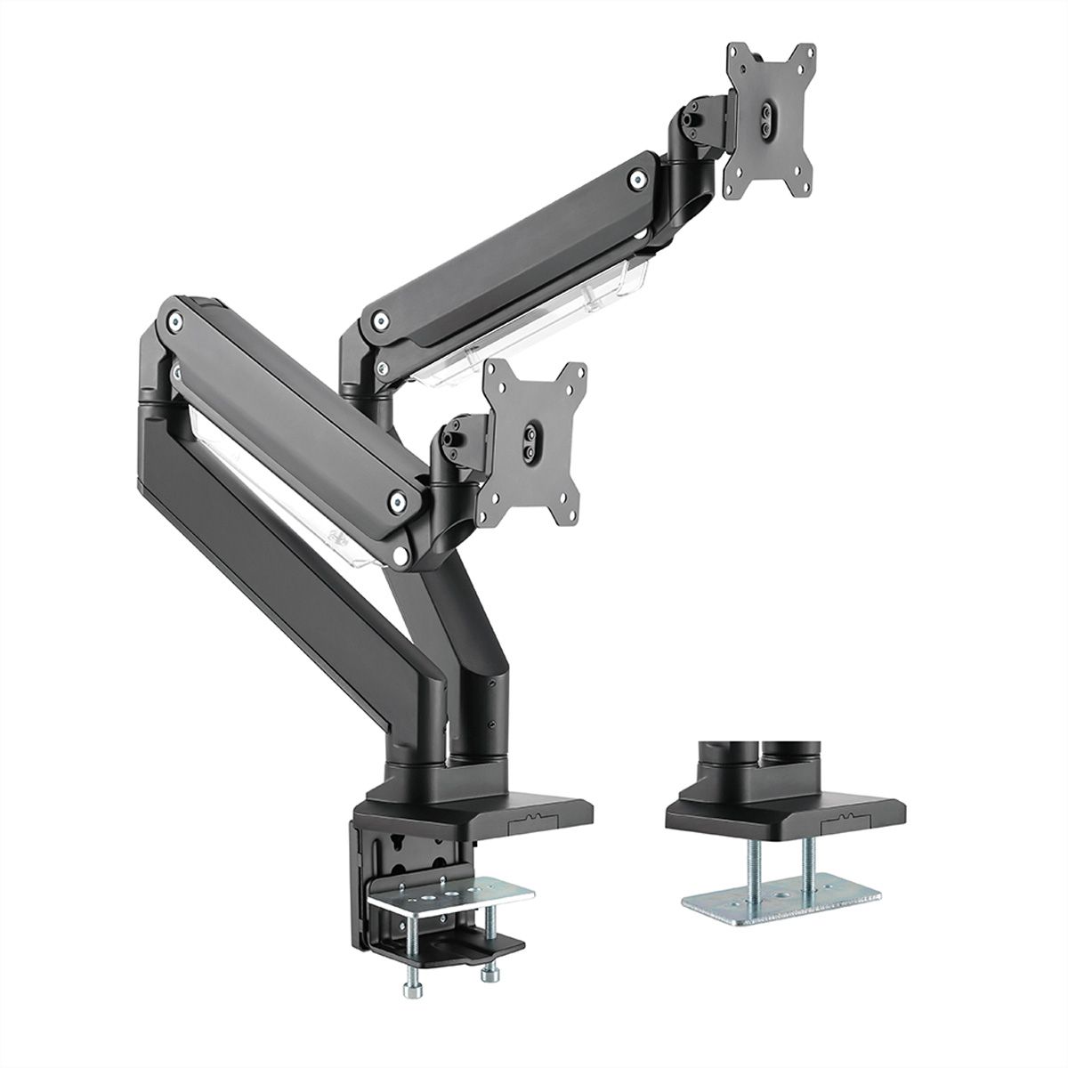 ROLINE Dual LCD Monitor Stand Pneumatic, Desk Clamp, Pivot, 5 Joints, max. 15 kg, up to 35"