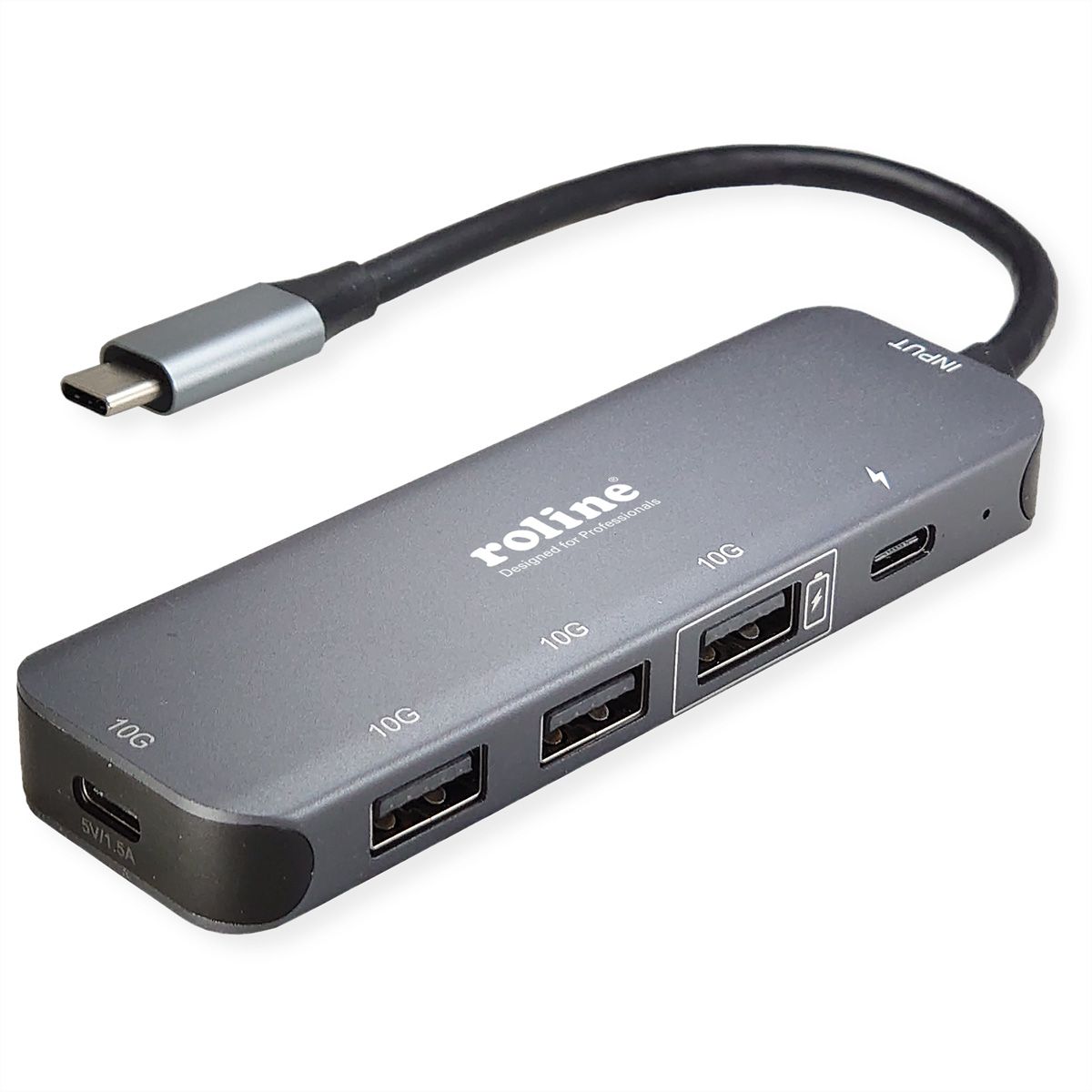ROLINE USB 3.2 Gen 2 Hub, 4-voudig, Type-C aansluitkabel