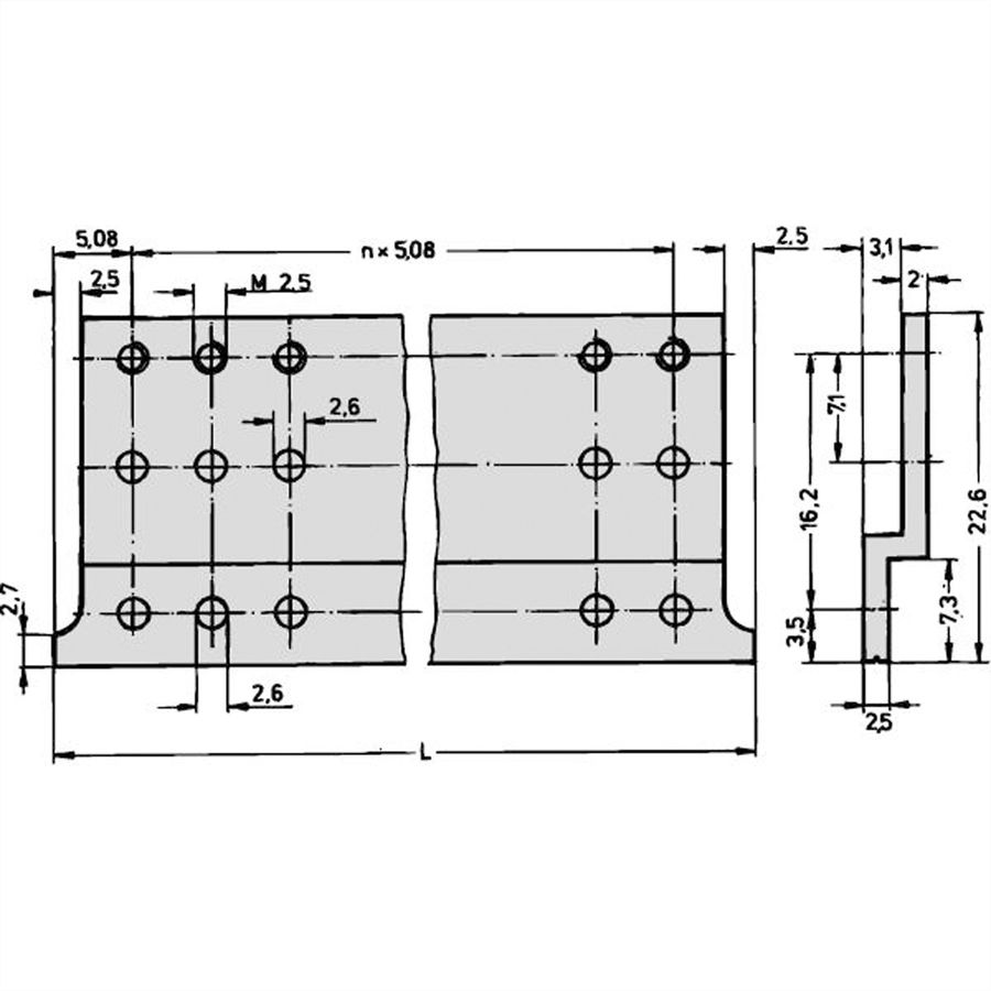 SCHROFF Z-rail voor stekker, EN 60603-2, 4 HP