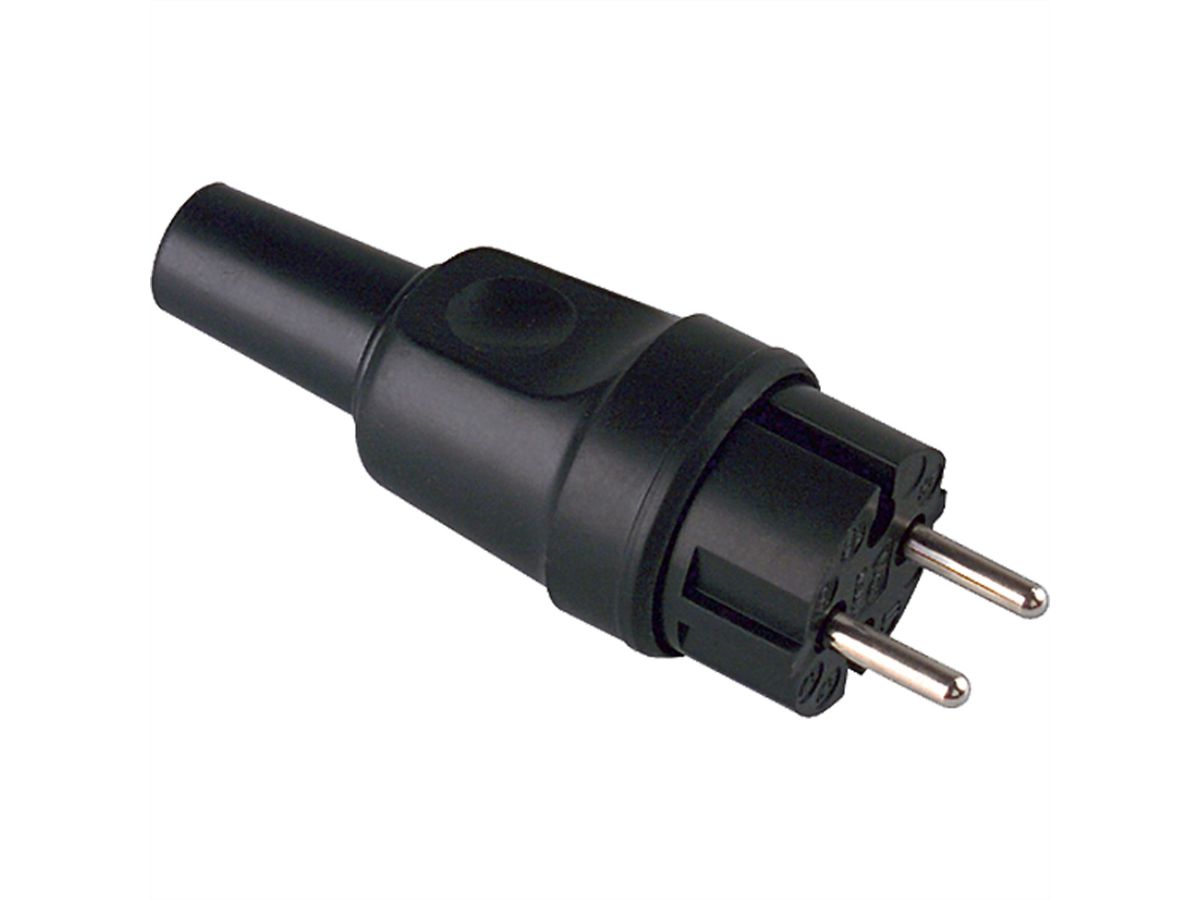 BACHMANN solid rubber contour plug, black, without earthing contact