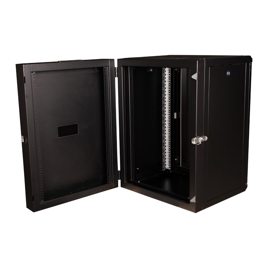 ROLINE 19-inch wall-mounted housing Pro 16 U, 600x600 WxD two-piece swivelling black