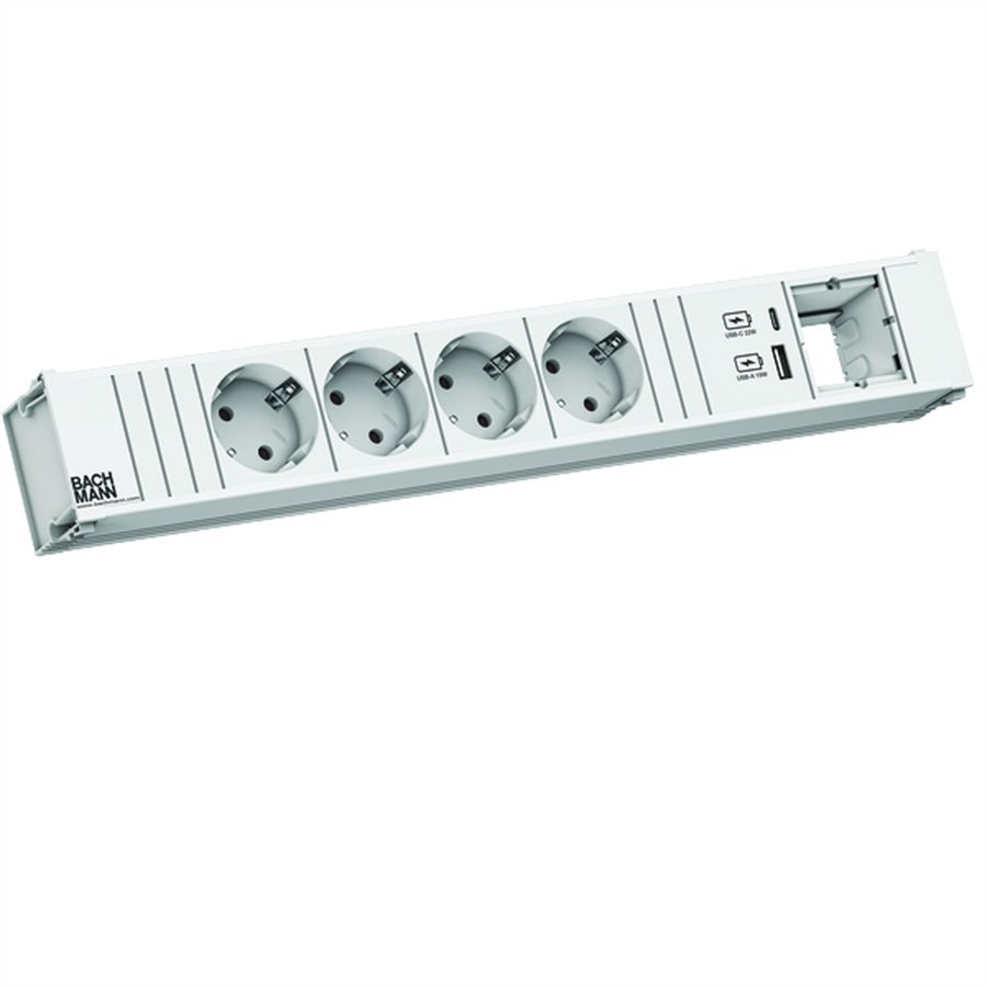 BACHMANN CONI 4xCEE7/3 1xUSB A/C 22W 1xCM 0.2m GST18 RAL9010