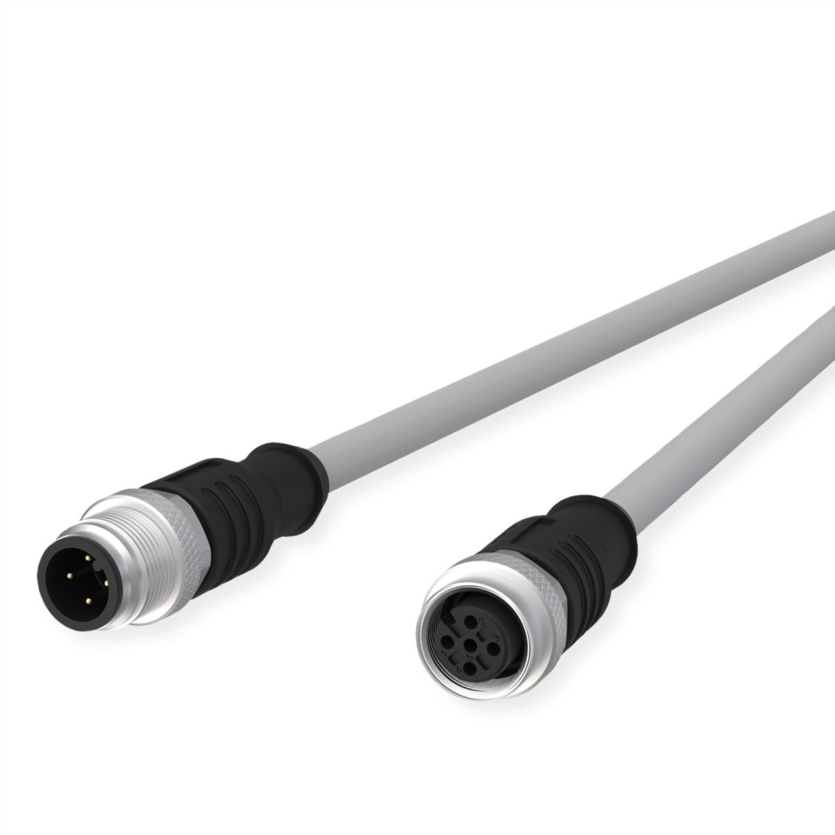 METZ CONNECT M12 Sensor-/Aktorleitung, A-kodiert, M12 Stecker gerade - M12 Buchse gerade, grau, 10 m