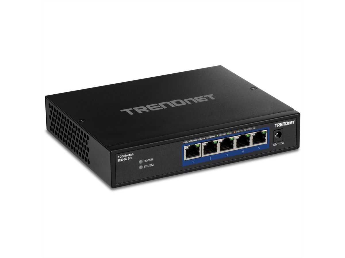 TRENDnet TEG-S750 5-poorts 10G switch, zwart