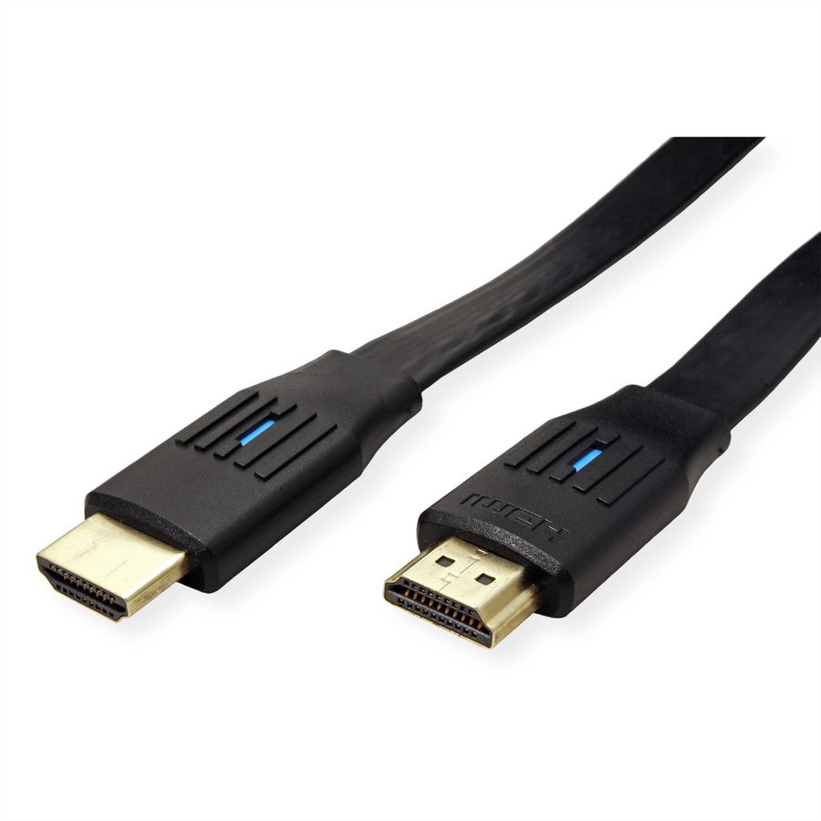 VALUE 8K HDMI Ultra HD-kabel met Ethernet, plat, M/M, zwart, 1 m