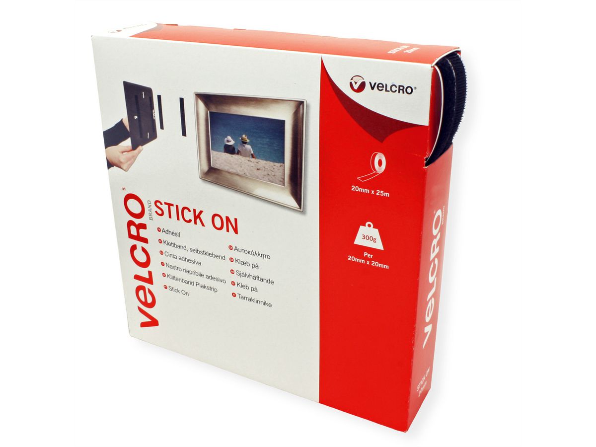 VELCRO® klittenband zelfklevend 20 mm x 25 m zwart