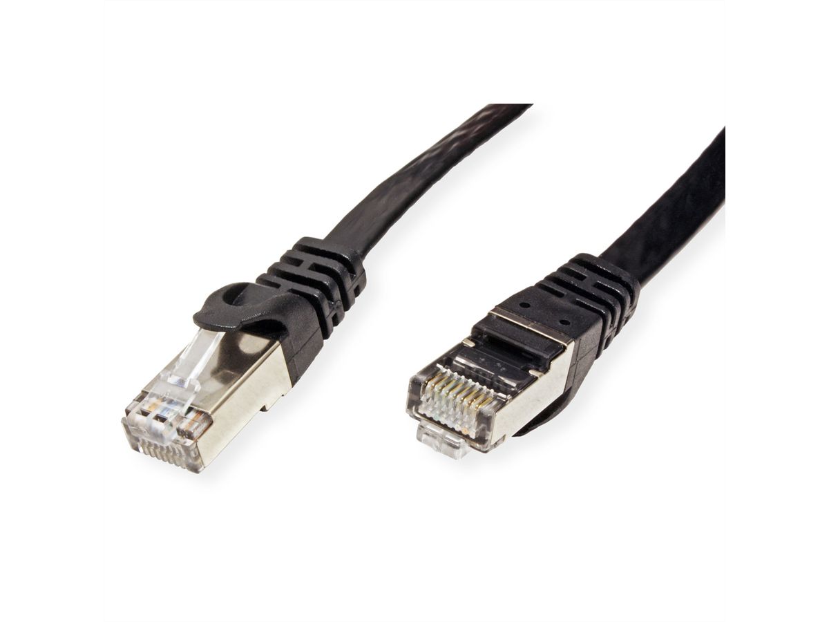 VALUE FTP Patch Cord, Cat.6 (Class E), extra-flat, black, 1 m