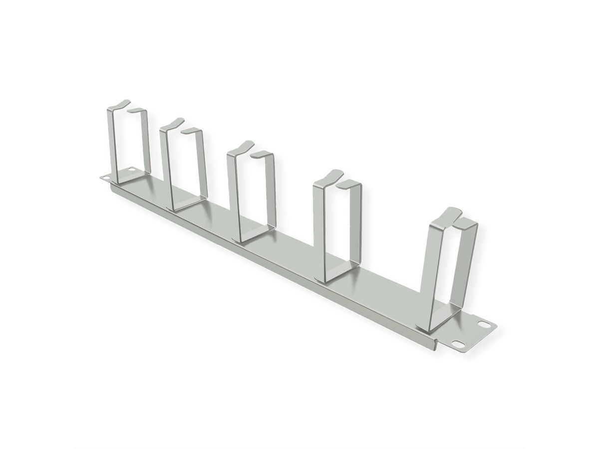 VALUE 19" 1U Cable Management Plate, G-Type, 5 Hooks, grey