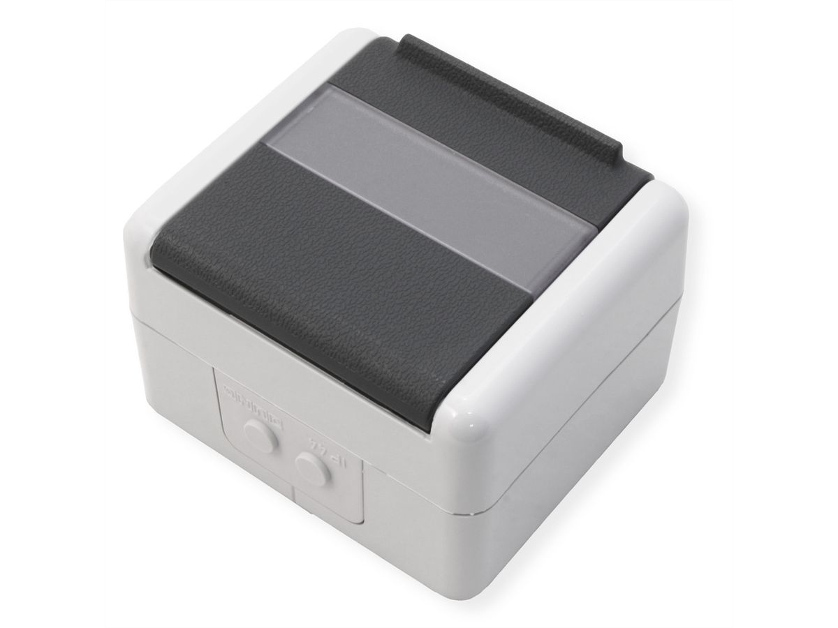 TELEGÄRTNER, data outlet IP44, 75x86x58, grey, incl. mounting plate for 2x AMJ resp. UMJ Module/Adaptor