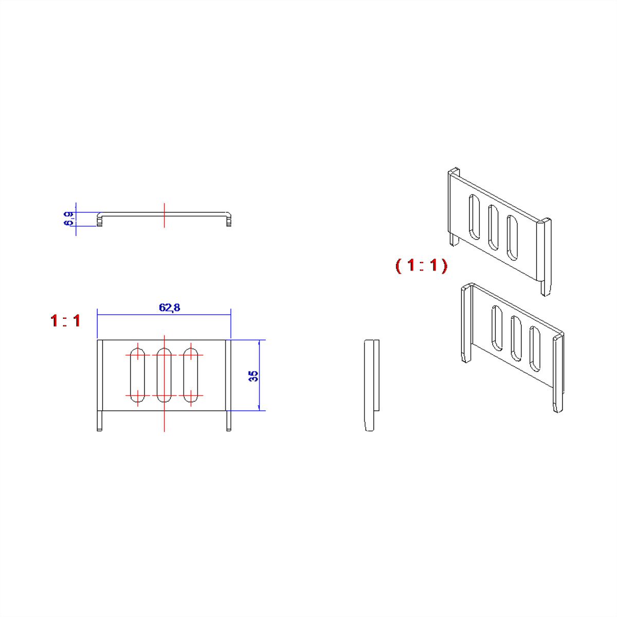 BACHMANN BlueNet side mounting set, Packed in polybag