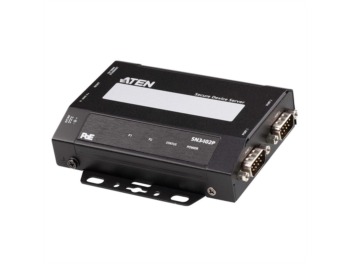 ATEN SN3402P 2-poorts RS-232/422/485 beveiligde apparaatserver met PoE