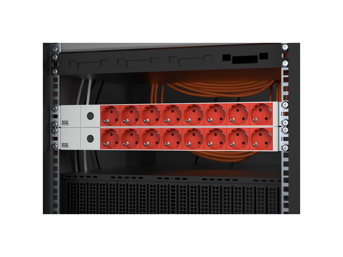 BACHMANN 19" stekkerdoos 8-voudig, 2300W, IEC320 C14 stekker