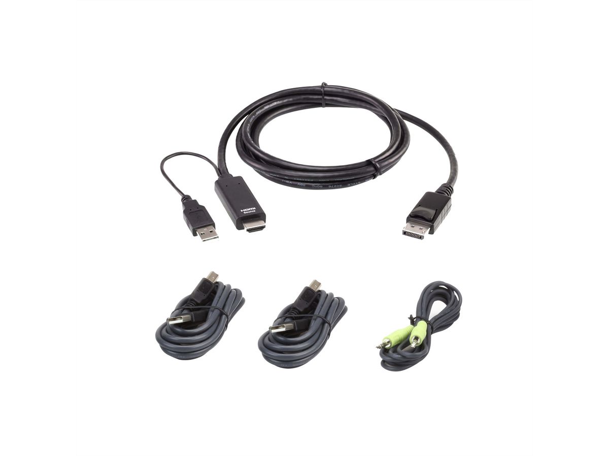 ATEN 2L-7D02UHDPX4 HDMI naar DP KVM kabelset, True 4K