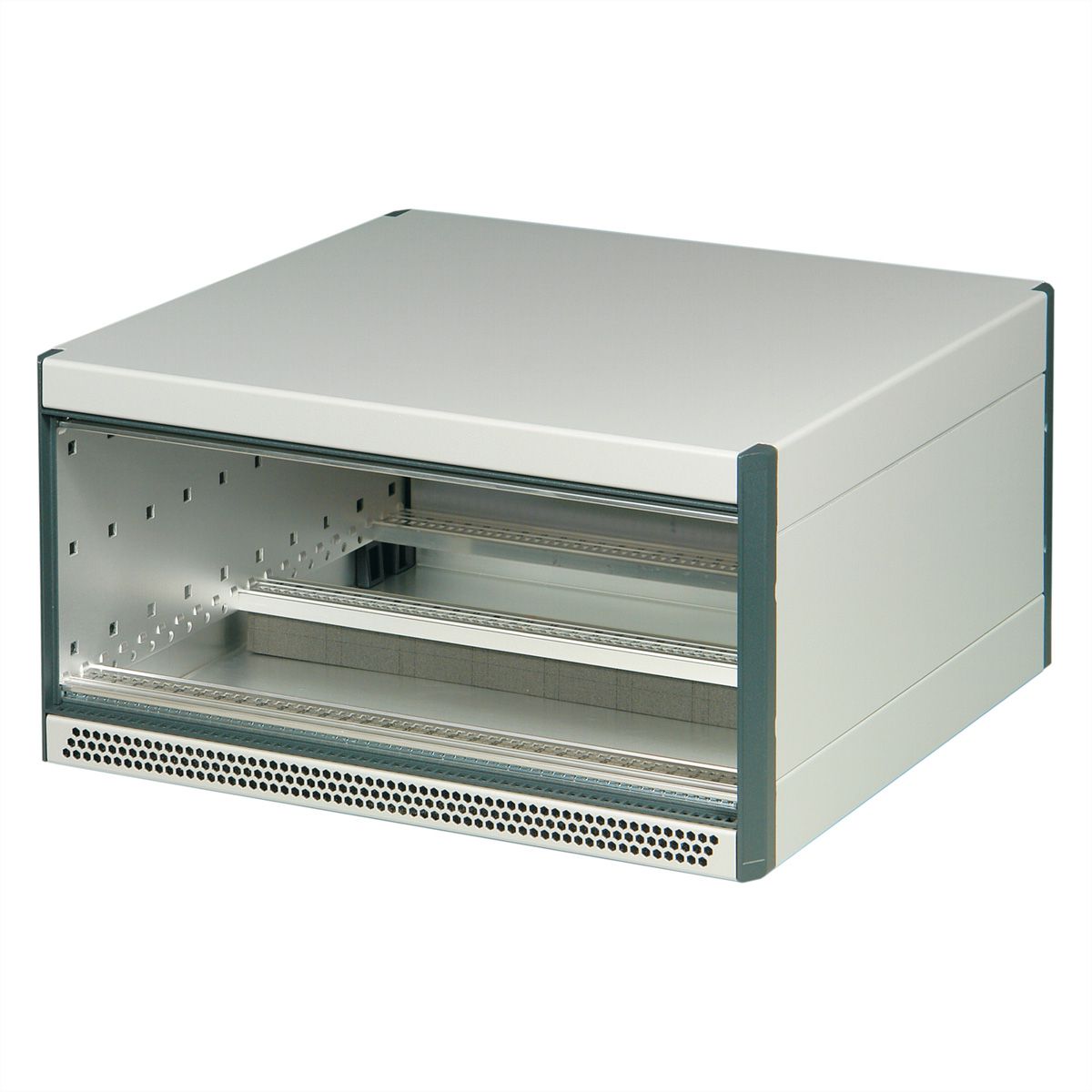 SCHROFF RatiopacPRO AIR Complete Case, Desktop, Retrofittable Shielding, Front Trim, 3/4 U, 63 HP, 315 mm