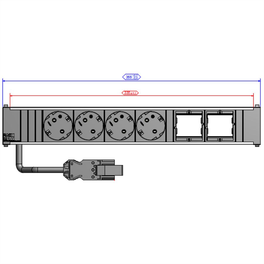 BACHMANN CONI Groot 4x geaard stopcontact 2x ABD