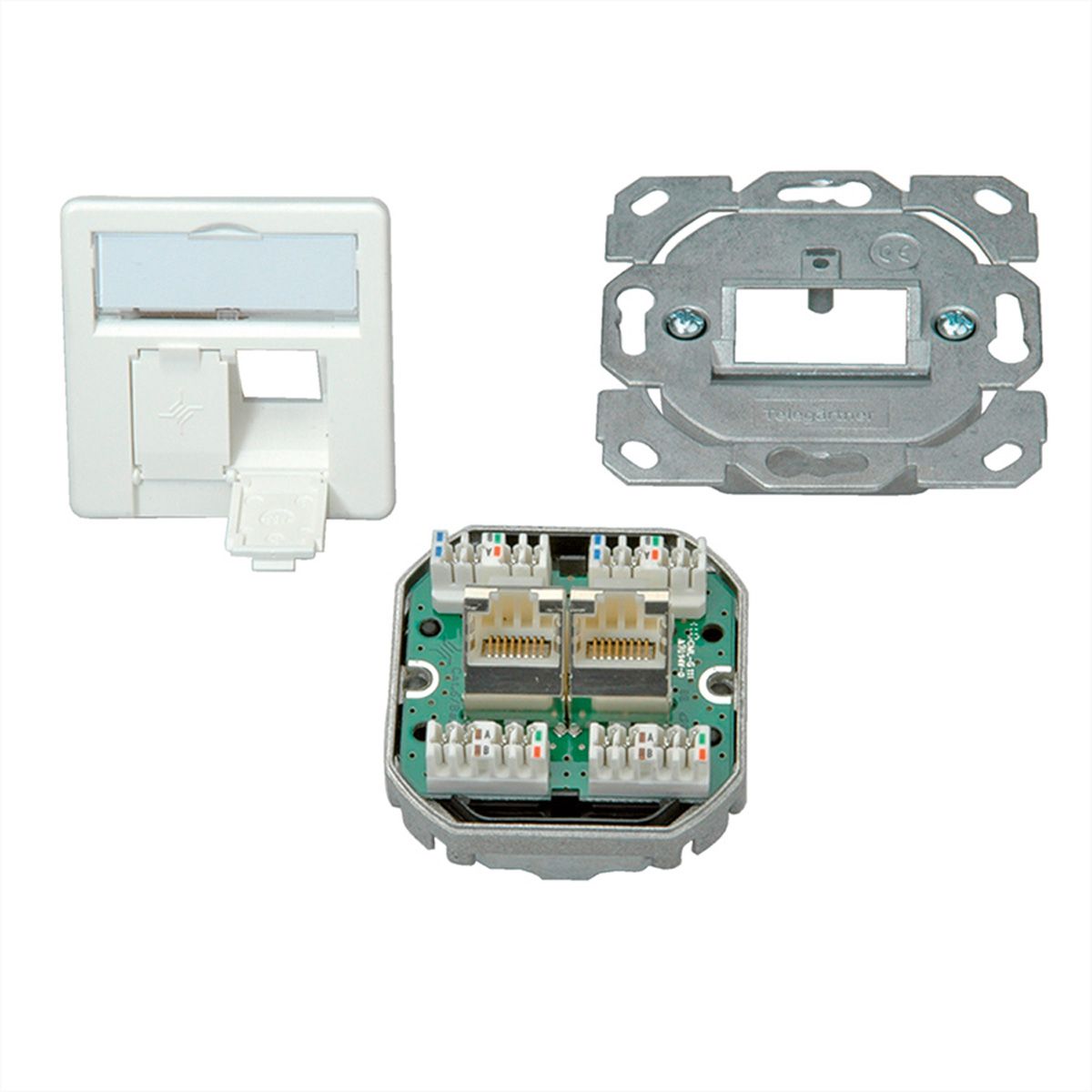TELEGÄRTNER AMJ45 inbouwcontactdoos/50 2x RJ-45 Cat. 6A (klasse EA), alpine wit