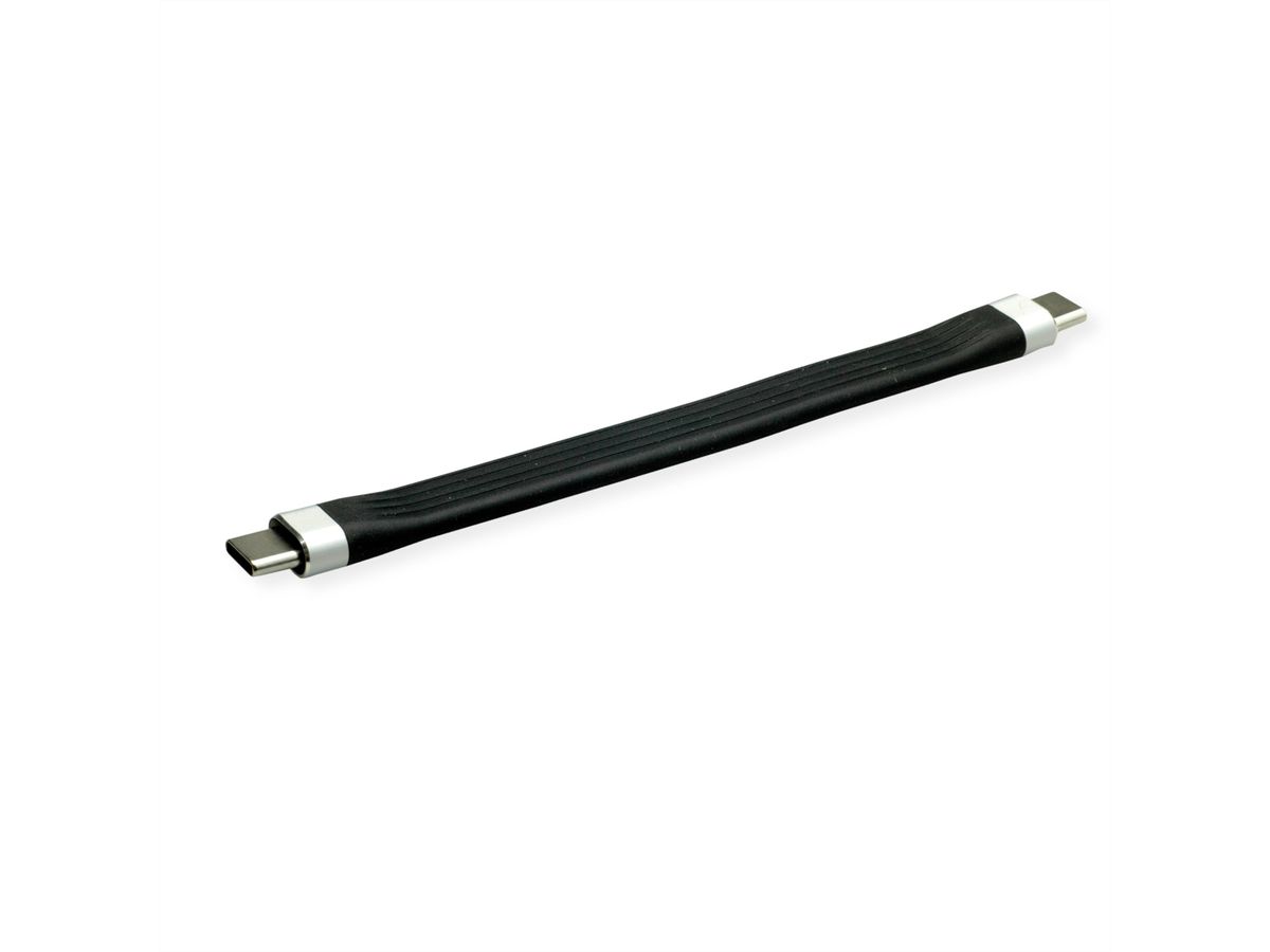 ROLINE USB 3.2 Gen 2 siliconenkabel, met PD (Power Delivery) 20V3A, Emark, C-C, M/M, zwart, 11 cm