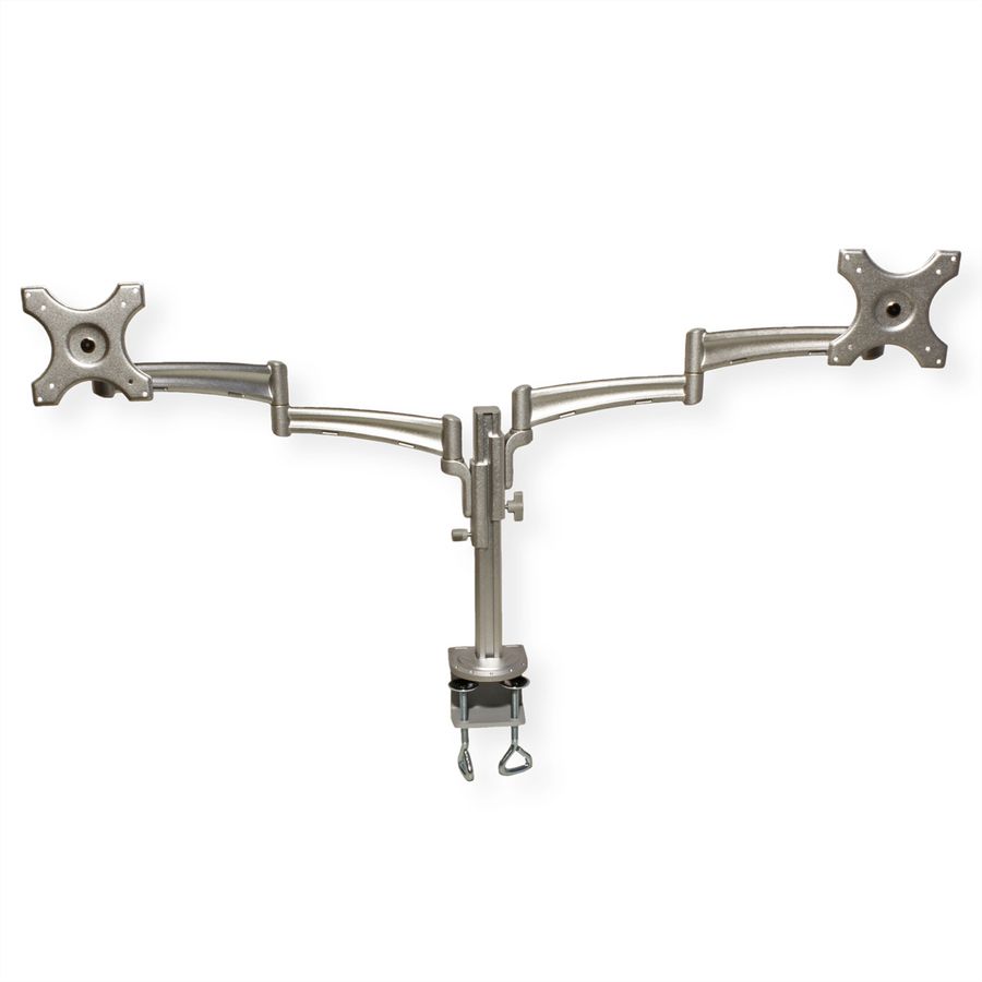 VALUE Dual LCD Monitor Arm, Desk Clamp, 4 Joints, height adjustable separately