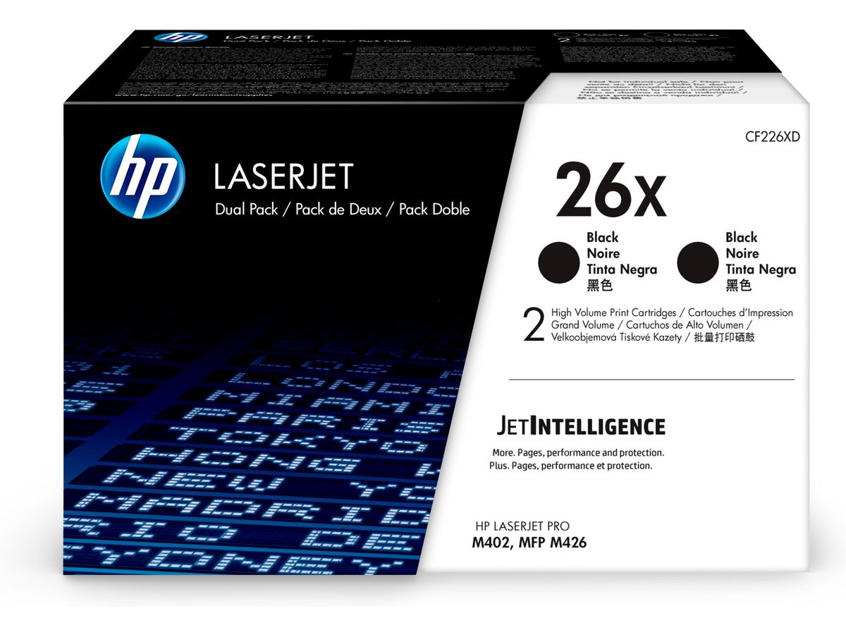 HP 26X 2-pack High Yield Black Original LaserJet Toner Cartridges